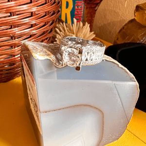 1.50 Carat Silver White Sapphire Engagement Ring Size 8